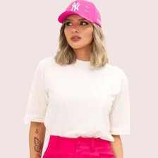 Blusa Moda Feminina T-shirt Básica Gola Alta Básica