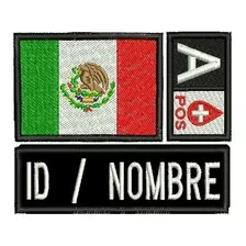 Parche Bandera Mexicana Tipo Sangre Nombre Id Táctico A B O