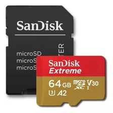 Cartão De Memória 64gb Micro Sd Extreme 170mbs V30 Sandisk