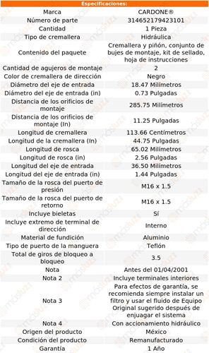 1- Cremallera Direccin Explorer Sport Trac 2001 Cardone Foto 5