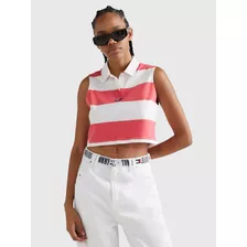 Polo Cropped Multicolor De Rayas Para Mujer Tommy Jeans