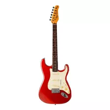 Guitarra Eléctrica Jay Turser Jt-300 Double-cutaway De Madera Maciza Metallic Red Brillante Con Diapasón De Palo De Rosa