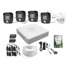 Kit 4 Cámaras Y Dvr Hikvision 2mp Bullet + Disco Con Micrófo