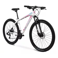 Mountain Bike Topmega Mtb Sunshine 2023 R29 M 21v Frenos De Disco Mecánico Cambios Shimano Tourney Ty300 Y Shimano Tourney Tz510 Color Blanco/celeste/rosa 