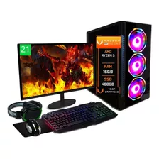 Pc Gamer Completo Amd Ryzen 5, 16gb Ddr4, Ssd 480gb Wifi