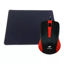 Mouse Office Usb 1000 Dpi + Mousepad Speed 27x22cm Vermelho