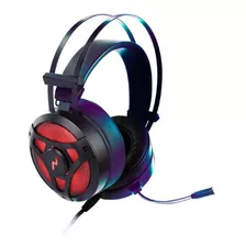 Auriculares Headset Gamer Pc Ps4 Con Microfono Led Noga Onix Play Luces Color Negro Luz Rojo