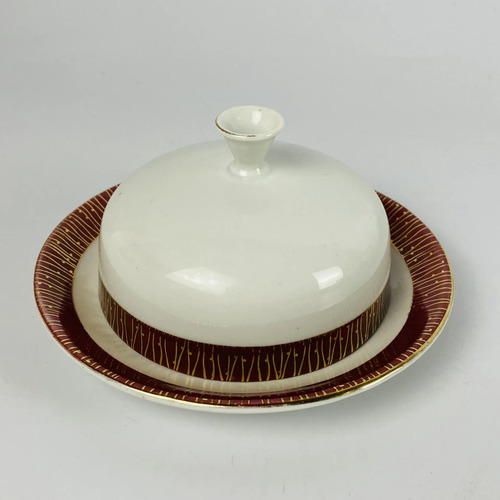 Jogo Chá/café Porcelana Renner Vinho E Dourado Vintage Branco 4