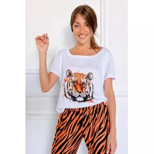 Pijama Conjunto Largo Manga Larga Temático Sublimado Mujer