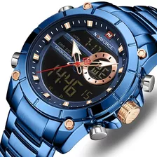 Reloj Hombre Naviforce 9163 De Lujo Dual Timer Cuarzo