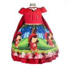 Vestido Menina Festa Luxo Chapeuzinho Vermelho Aniversário