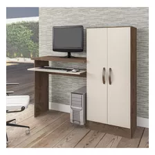 Mesa Para Computador Com Armário 2 Portas Irlanda Jwt Cor Mocaccino Rústico/natura Off White