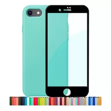 Capa Capinha Silicone Compatível iPhone 7 8 Se + Película 3d Cor Tiffany Nome Do Desenho Película Preta