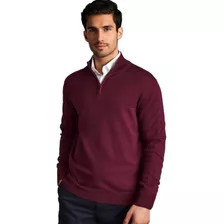 Sweater De Punto Con Cierre, Hombre, Cuello Subido 