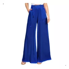 Calça Pantalona Feminina Alfaiataria Cintura Alta Amarração