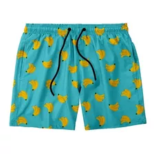 Short Masculino Tactel Bananas Fundo Azul M2