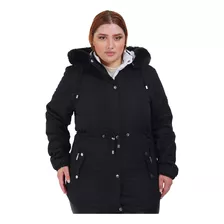 Jaqueta Parka Dupla Face Plus Size Sobretudo Feminina 2 Cor