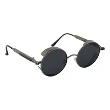 Óculos De Sol Redondo Steampunk Metal Proteção Lateral