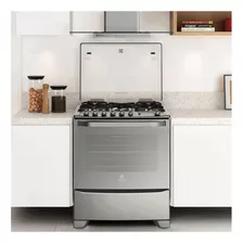 Cocina Electrolux 76gsr A Gas/eléctrica 5 Hornallas Plata 127v/220v Puerta Con Visor 96.5l