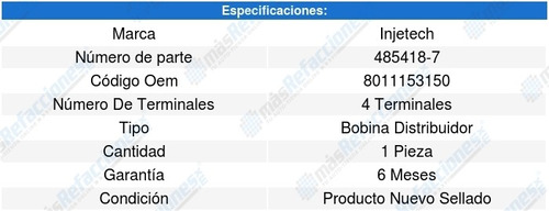 Bobina Encendido Milano 6cil 3.0l 87-89 Injetech 8198894 Foto 4