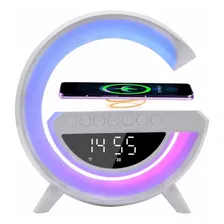 Parlante Lámpara G Cargador Inalámbrico Rgb Reloj Bt