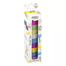 Caixa Washi Tape Glitter Glitter Com 10 Fitas De 15 Mm X 5 Mm Brw