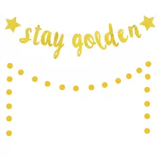 ~? 2 Piezas Stay Golden Banner Glitter Gold Lucky Birthday B