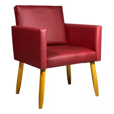 Cadeira Recepção Poltrona Decorativa Para Sala Corino Cores Cor Bordô