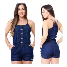 Macaquinho Feminino Jeans Com Botões. Ref: 713