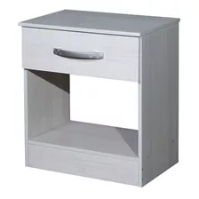 Mesa Mesita De Luz De Melamina 1 Cajón 50x45x30 Cm Acabado Brillante Color Blanco Alpino