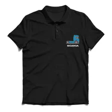 Remera Polo Chomba Hombre Bordado Pecho Camión 450 Azul