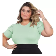 Blusa Feminina Plus Size Manga Curta Princesa Bufante