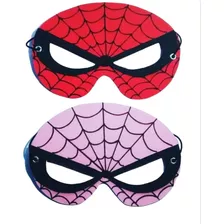 25 Antifaces Hombre Araña - Spiderman - Rojo - Rosa Goma Eva