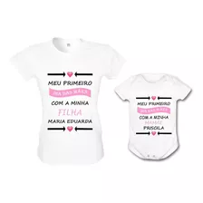 Kit Dia Das Mães Body Bebê Menina + Baby Look Mamãe