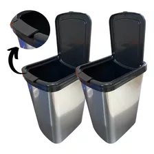 Kit 2 Lixeira Cozinha Banheiro Lixo 9 Litros Inox Automático