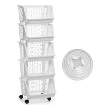 Organizador Quíntuplo Estante Modular Cozinha 5 Cesto Telado