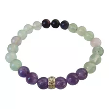 Pulsera De Piedras Naturales Amatista Y Fluorita