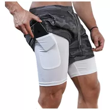 Short Gimnasio Con Licra Deportiva 2 En 1 Hombre Correr