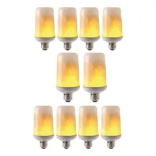  10 Lampada Led Bulbo Efeito Chama Fogo Tocha Bivolt E27 9w