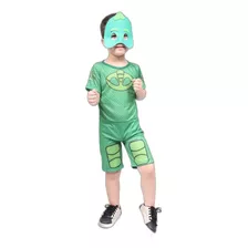 Fantasia Infantil Macacão Pj Masks Curta Gekko Lagartixo