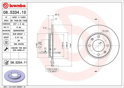 Disco Brembo Peugeot 206 2.0 S16 2001 A 2006 T Pza Foto 2