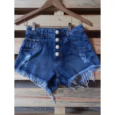 Short Jeans Bermuda Feminino Cintura Alta Hot Pant Destroyed