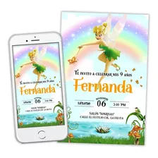 Invitación Tinkerbell Campanita Personalizada Arcoiris