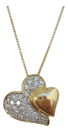 Pingente Coração Com Diamantes De Ouro 18k 750 Amarelo