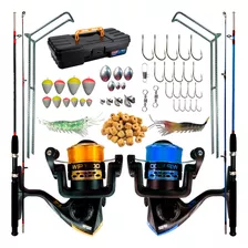 Kit De Pesca Duplo Vara 2 Partes + Molinete E Acessorios Cmp