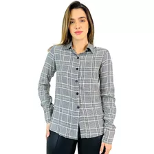 Camisa Carina Coi Xadrez Manga Longa Feminina