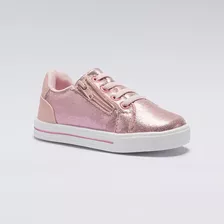 Tênis Menina Casual Acetinado Calce Fácil Zíper Rosa