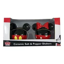 Disney Mickey Y Minnie Mouse Ceramic Salt And Pepper Set Red