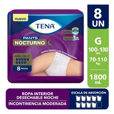 Pañal Adulto Calzon Incontin Tena Pants Nocturno Talla G 8u Talle Grande