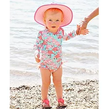 Rufflebutts Baby / Toddler Fab Flamingo One Piece Rash Guard